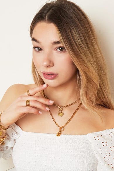 Collier Heart on Lock Couleur or Acier inoxydable h5 Image2